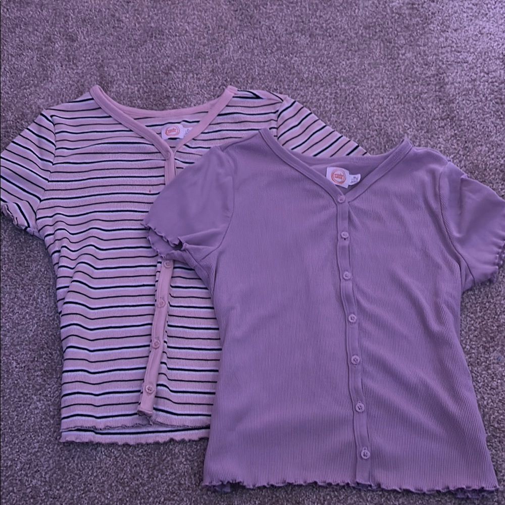 2 Wonder Nation Purple Ribbed Tops